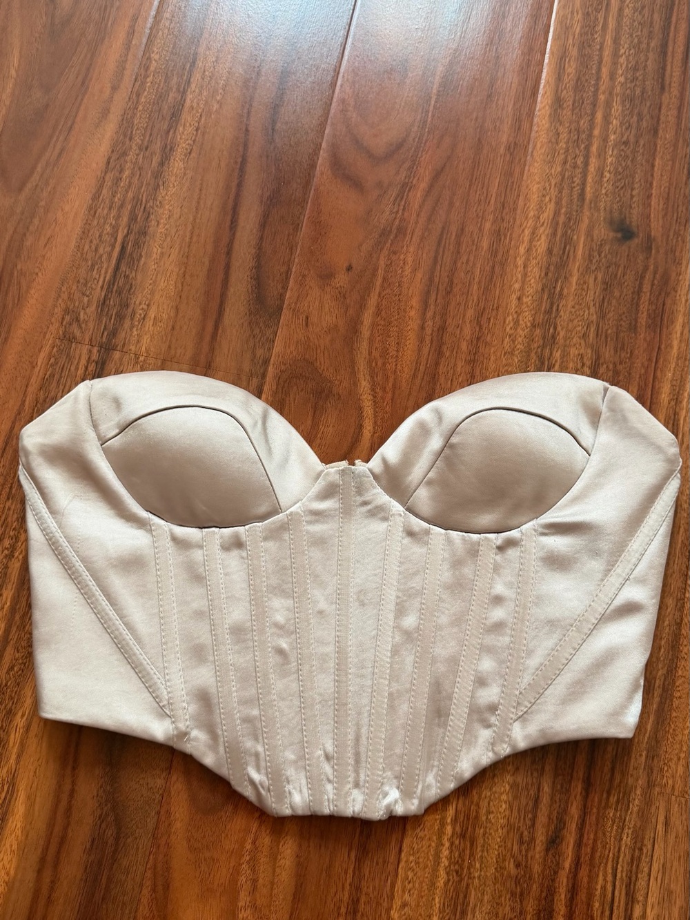 Zara Strapless Satin Bustier Top - Cream